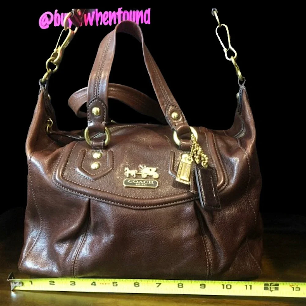 Vintage COACH Full Grain Brown Leather Top Handle Shoulder Bag NWOT